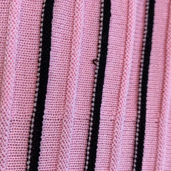 Women’s Pink and Black Stripe A-Line Midi Sweater Dress by Ming Wang Medium - Picture 4 of 8